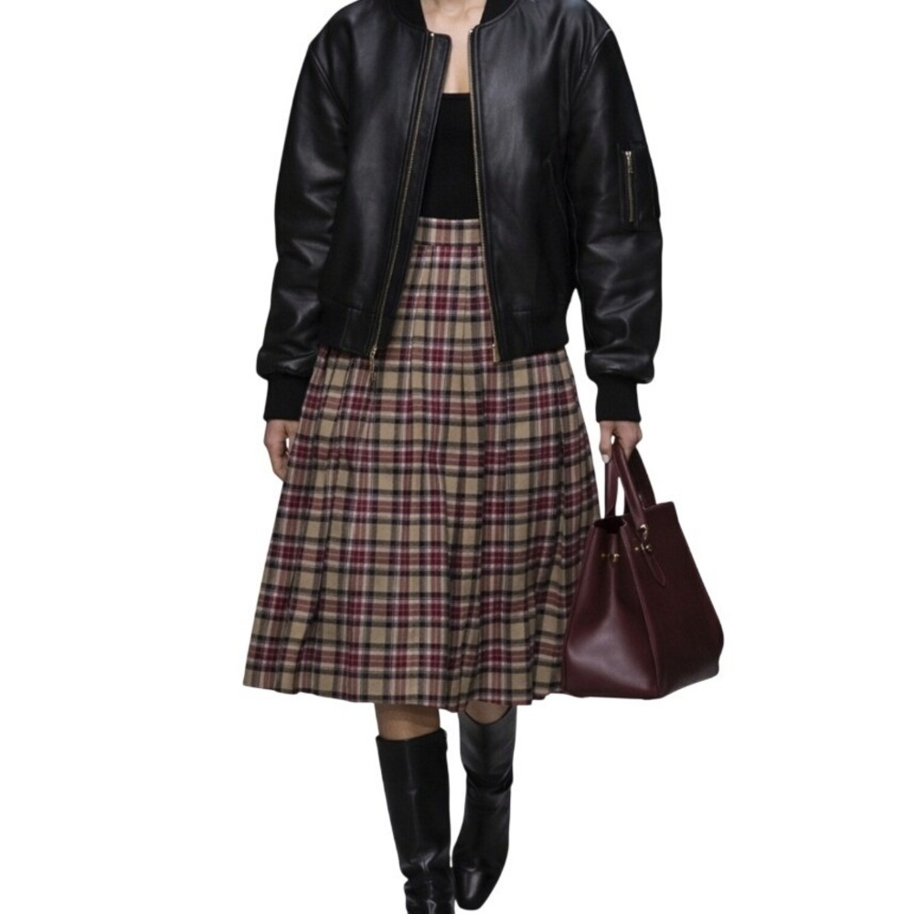 Pendleton Vintage 70s Equestrian Ivy League Plaid Pleated Aline Wool Midi Skirt